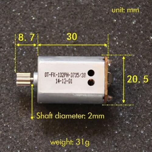 132 High Speed RC Motor DC 3.7V 17000 rpm Carbon Brush Motor with Metal Gears, Circuit Board, Cooling Holes Shaft Dia 2mm