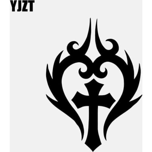 YJZT 9.4CM*13CM Jesus Christianity Cross Vinyl Decals Personality Car Sticker Black/Silver C3-1482