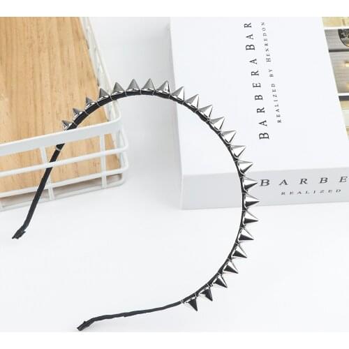 1PC Fashion Cool Metal Headband Spike Rivets Studded Band Party Punk Hair Clips Gothic style