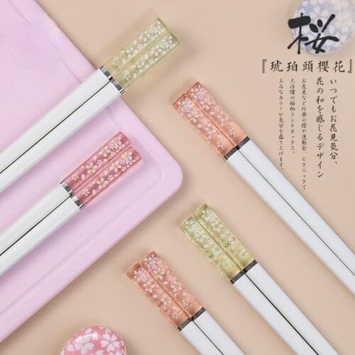 10 pairs amber cherry chopsticks high-end pink alloy chopsticks household tableware mold proof Japanese kitchen chopsticks