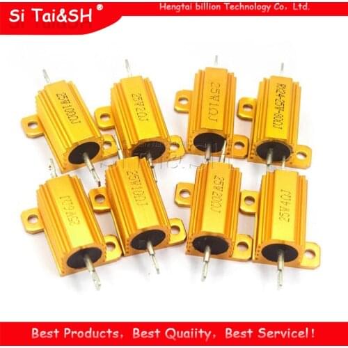 25W Aluminum Power Metal Shell Case Wirewound Resistor 0.01 ~ 30K 0.05 0.1 0.5 1 2 3 5 6 8 10 20 100 150 200 300 500 1K 10K ohm