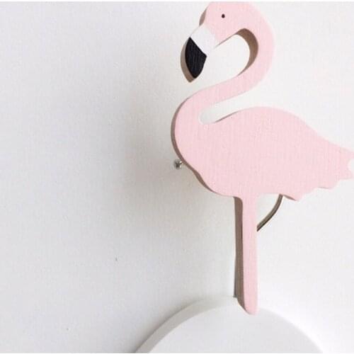 Cute pink Flamingo wooden clothes hook for kids room wall decorate children room ECO hanger hook