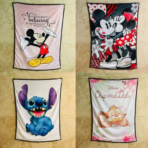 Disney Mickey Minnie Stitch Blanket Anime Style Figures Cartoon Product Cosplay Accessories Customized Children Boys Warm Throws