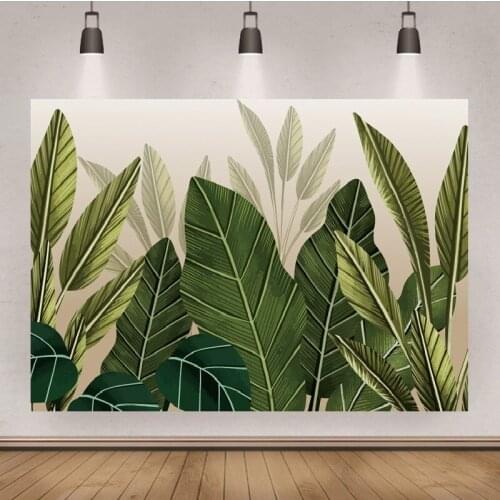 Baby Shower Photography Backgrounds Large Green Leaves In The Mist Kids Birthday Backdrop For Photo Shooting Studio Props