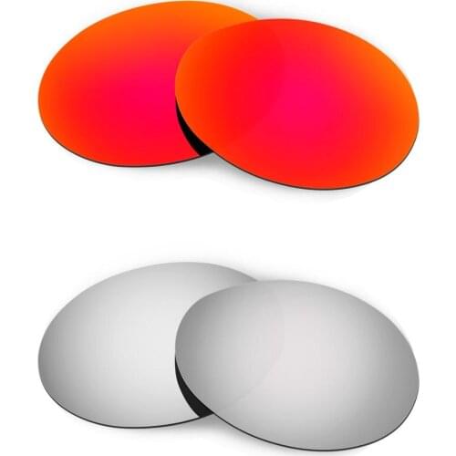 HKUCO For Romeo 1.0 Sunglasses Replacement Polarized Lenses 2 Pairs - Red & Silver