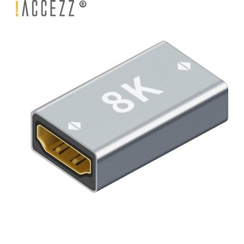 !ACCEZZ HDMI-compatible Female to Female Adapter Cable Converter Extender Extension HD 8K@60Hz Video Connector for TV Projector
