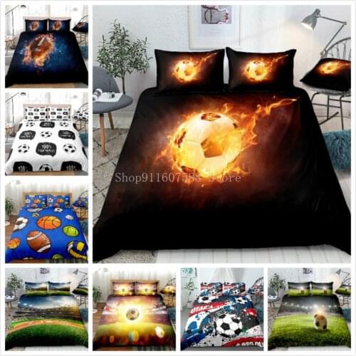 Popular 3d Football Printed Duvet Cover Set And Pillowcase Cartoon Bedding Sets For Kids Boys USA Twin Queen King Size