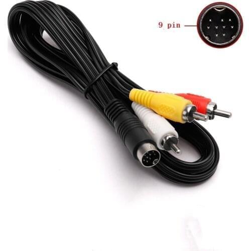 Black 9 Pin 6 ft RCA Composite AV Cable For SEGA Genesis 2 & 3