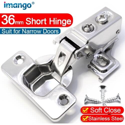 Short Arm Hinge, Face Frame Quiet Soft Close Cabinet Narrow Door Hinges Damping Buffering for Special Small Furniture Wardrobe