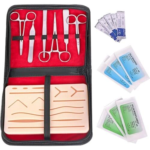 Skin Suture Practice Silicone Pad with Wound Simulated Training Kit Teaching Equipment Needle Scissors Tool Kits