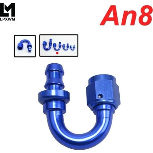 LPXWM- AN8 8AN 180 Degree Push On Lock Socketless Hose End Fitting Adapter LPXWM-SL2018-08-011