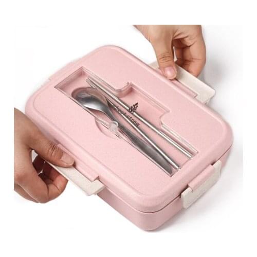 Mylb Microwave Lunch Box Wheat Straw Dinnerware Food Storage Container Children Kids School Office Portable Bento Box