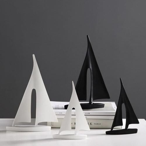 NORDIC SIMPLE SAILBOAT SMALL ORNAMENTS RESIN CRAFTS SCULPTURE MODERN CREATIVE LIVING ROOM OFFICE DESKTOP HOME DECORATION GIFT