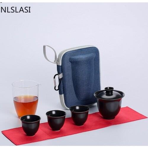 New style White porcelain tea set Car loading Travel convenience Tea set tea set teapot Household drinking utensils WSHYUFEI