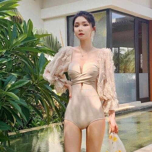 One Piece Swimsuit Korean Style Plus Size Swimwear Dress High Waist Girl Push Up Trendy With New Sexy Polyester Lycra Solid