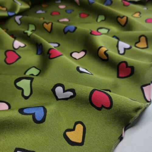 Pajamas Skirt Material Glossy Colorful Cartoon Heart Scarf Hijab Fabric Tilda Tissue Silky Polyester