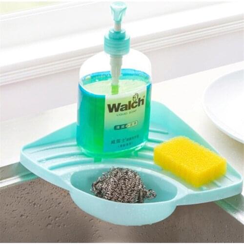 Plastic Kitchen Sink Drain Rack Sucker Corner Installation Kitchen Sink Draining Storage Rack Shelf Bathroom Sundry Storage Tray