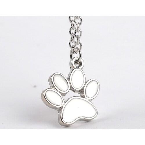 Gift 1 Animal Printed Bear paw Love Heart Shape Pet Dog Bear Paw pendant Necklace Paper-cut Animal Foot Print Paw Print Jewelry
