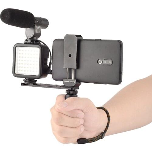 2in1 Portable Action Camera+Smartphone Stabilizer Mount Hand Grip Video Vlogging Kit Phone Handle Holder for GoPro 9 8 7 6 5 DJI