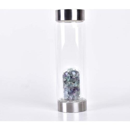 Drop shipping Product Natural Quartz Green Fluorite Crystal Point Gravel Glass Energy Cup Gem Crystal Gravel Bottle Healing Gift