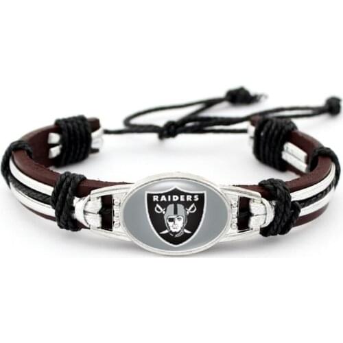 American League West Football Oakland Team Raiders Hand Woven Adjustable Leather Bracelet Bangles Jewellery
