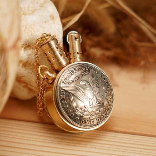 Handmade high-quality brass kerosene lighter welding copper-nickel alloy coin personality retro long standby portable