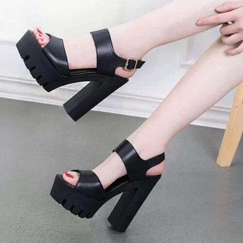 Ladies High Heel Sandals Summer The New Genuine Leather Sandals All-match Open Toe Sandals Roman Sandals Designer Sandals 33-40