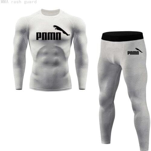 Men Thermal Underwear Winter Long Johns 2 Piece Sports Suit Mens Compression Leggings Quick Dry T-Shirt Long Sleeve Jogging Set
