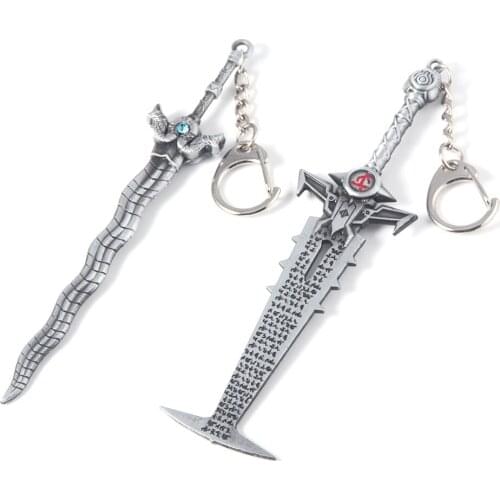 Doom Eternal Game Keychain Metal Crucible Blade Slayer Sword Weapon Model Pendant Key Ring for Women Man Car Bag Pendant Jewelry