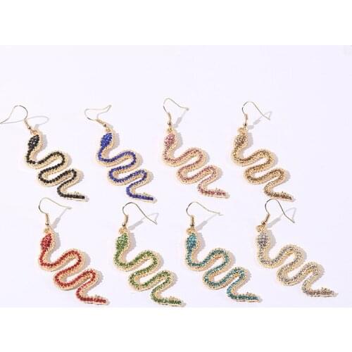 Orgin Summer Exaggeration Animal Twisted Snake Dangle Earings for Women Fashion Rhinestone Earings Party Gifts Jewelry Wholesale