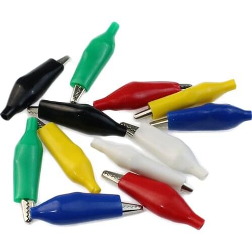 10Pcs 45mm metal alligator clip g98 alligator electric clip test probe plastic dust boot 6 color