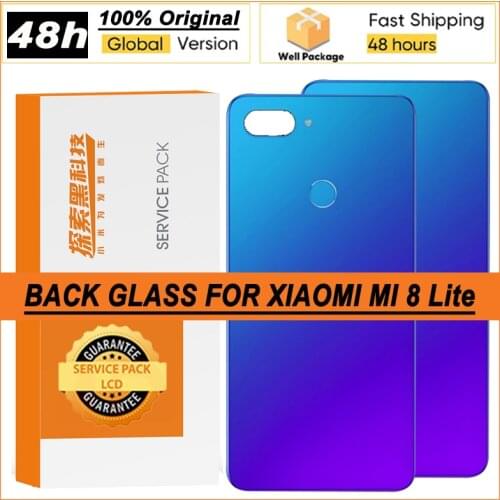 100% Original Back Housing for Xiaomi Mi 8 Mi8 Lite Back Cover Battery Glass Rear Case With Adhesive Sticker Repair Parts