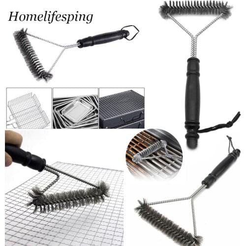 12inch kitchen Triangle Cleaning Brushes Accessories BBQ Barbecue Cleaning Brush Stainless Steel Cooking Tools Wire Bristles