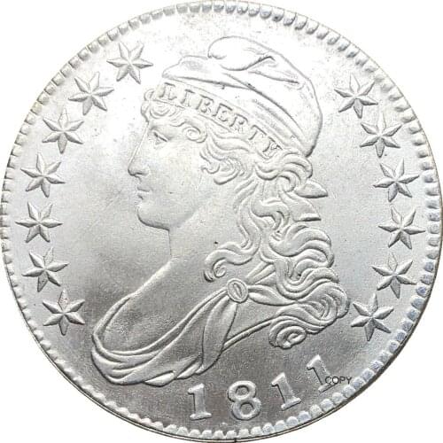 1811 United States 50 Cents ½ Dollar Liberty Eagle Capped Bust Half Dollar Cupronickel Plated Silver White Copy Coin