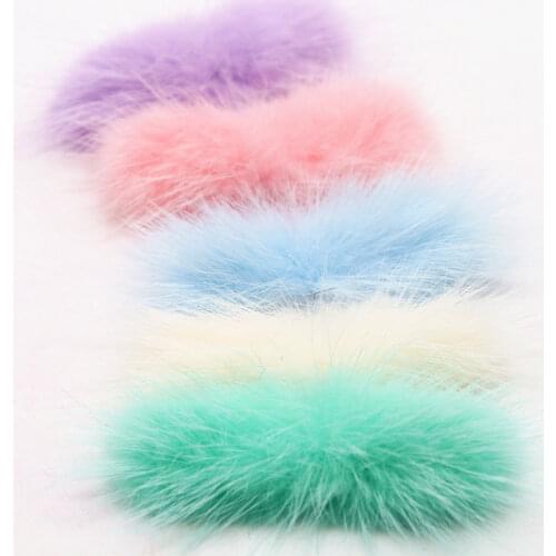 40pcs/card Fur Pompoms Bowknot 7cm*3cm Bow Tie Mink Pom Poms Soft Pompon DIY Hair Accessories Decor Clothing Hats Supplies