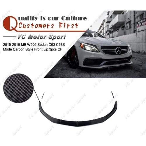 Car Accessories Carbon Fiber Front Lip with Canard Fit For 2015-2018 MB W205 Sedan C63 C63S MC Style Front Splitter Lip