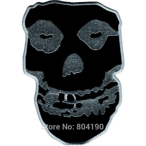 10" Large Misfits Sliver Crimson Skull Music Band Biker Jacket Vest Back applique Embroidered IRON ON Patch Rock Punk