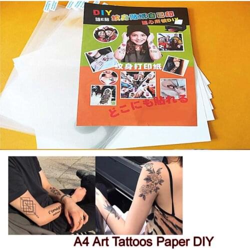 10Sets A4 Art Tattoos Paper DIY Waterproof Temporary Tattoo Skin Paper with Inkjet laser Printing Printers For Men Children