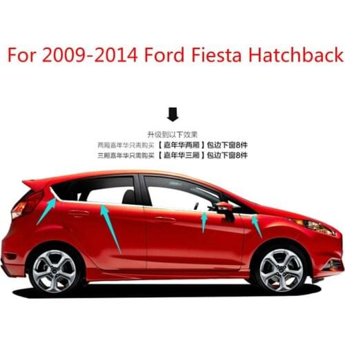 For Ford Fiesta Hatchback 2009-2014 High-quality Stainless Steel Strips Car Window Trim Decoration Accessories Car Styling 8pcs