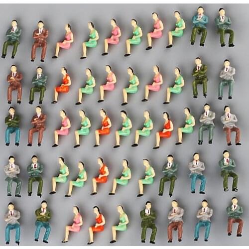 50Pcs Seated Painted Model People Figures Railway Sitting Passengers 1:50 Scale Miniatures Collection Gifts Kids