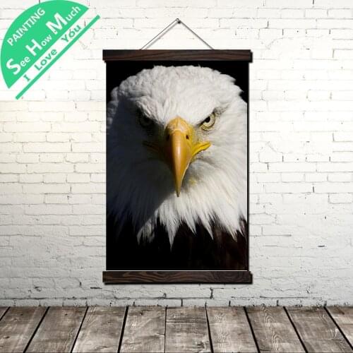 Eagle White Head Scroll Painting Canvas Vintage Poster and Print Wall Art Pictures Living Room Bedroom Farmhouse Decoration