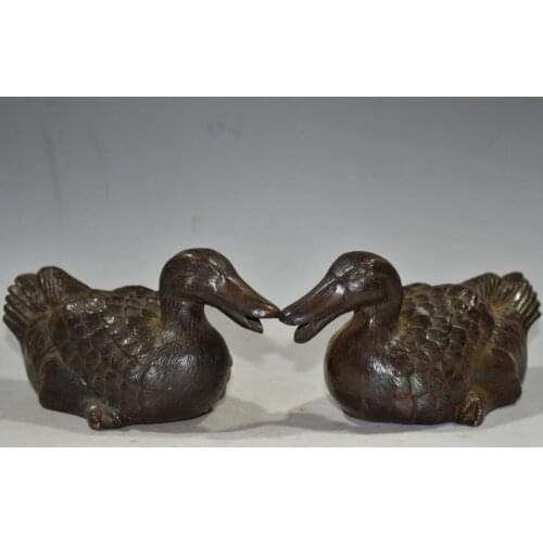 China brass archaize duck crafts statue A pair