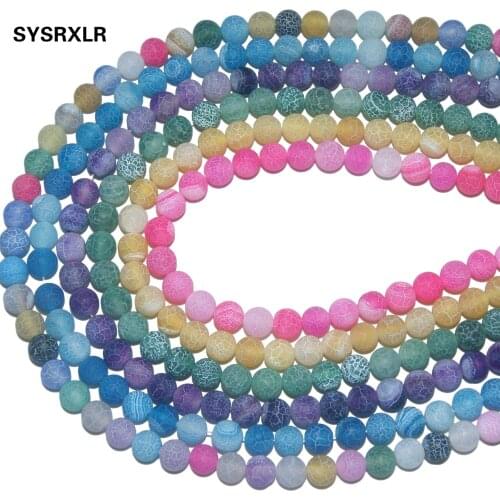 Wholesale Natural Stone Colorful Frosted Agates Onyx Round Loose Beads for Jewelry Making Diy Bracelet Necklace 4 6 8 10 12 MM