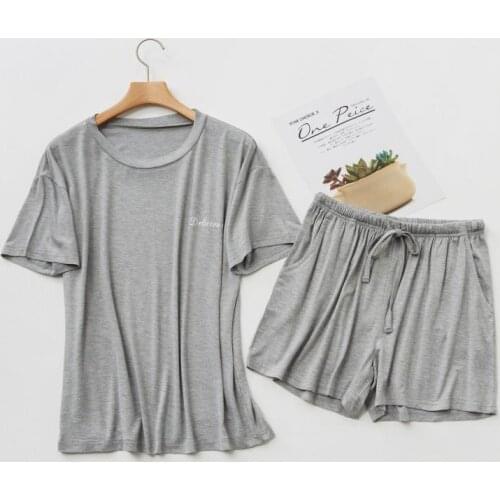 Summer Modal Loose Casual Short Sleeved Thin Pajamas Suit Clothes Loose Pyjamas Set Sleep Homewear 2 Piece Set Elegant O Neck