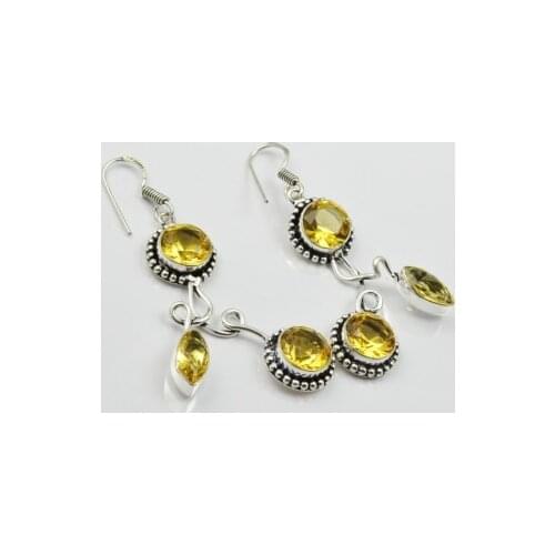 Citrines , Silver Overlay on Copper Earrings, , 60mm , E2265