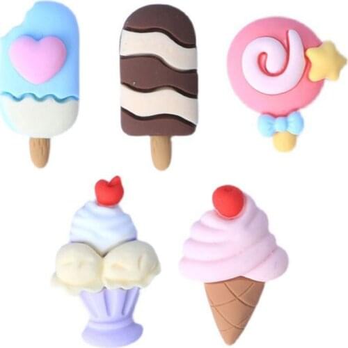 Miniature Resin Ice Cream Cone Dollhouse Food Sweet Chocolate Popsicle Flatback Cabochons Hair bow Scrapbooking Jewelry DIY