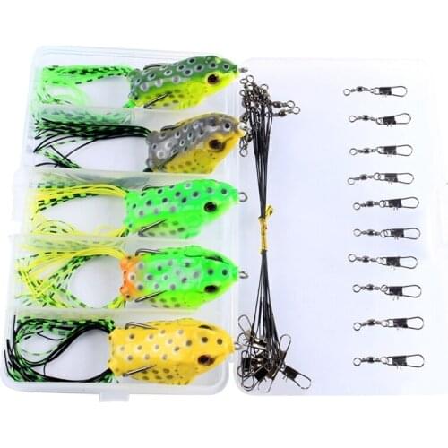 Fishing Lure Set Thunder Frog Fake Lure Sequin Single Hook Bionic Frog With Front Wire Eight Character Ring Bait
