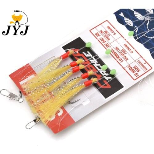 1 bag Reflective strip wire tail string hook sabiki rig bait lure for hair fish rooting fishing tackle