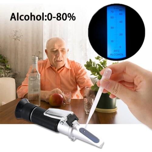 Handheld alcohol refractometer alcohol 0-80% alcohol meter sugar meter Refractometer For Beer Wine Sugar Test ATC with a box