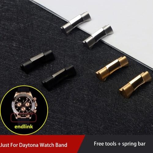 20mm Gap Connection Silver Gold Black Solid Curved End Link Endlink Just For Daytona for role strap Rubber Leather Watch Band